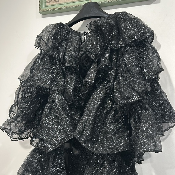 Club Exx Tulle layer black stardust duster cardigan maxi full xs/s women’s new - Picture 2 of 7